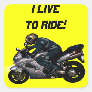 Live to ride motorbiker vierkante sticker