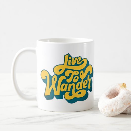 Live to Wander - Retro Typography Mug (Avec donut)