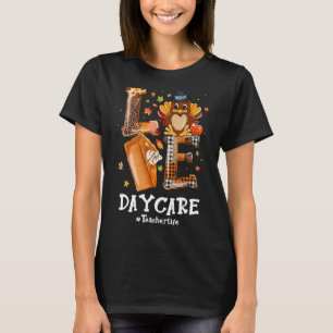 LIVE Turkey Pilgrim Daycare Teacher Life Thanksgiv T-shirt