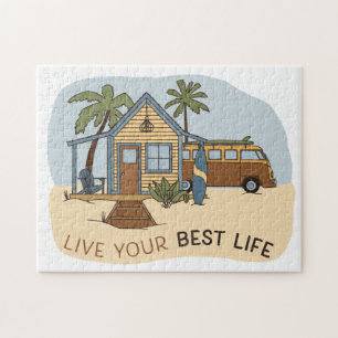 Live uw best Life Beach cabine Surfer Legpuzzel