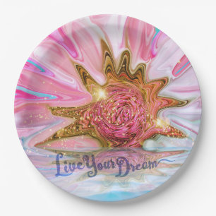 Live Your Dream - Roos Flower power Papieren Bordje
