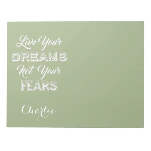 Live Your Dreams, nom personnalisé et blocs-notes (Devant)