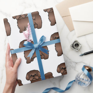 Liver Brown Shih Tzu Cute Cartoon Dog Patroon Cadeaupapier