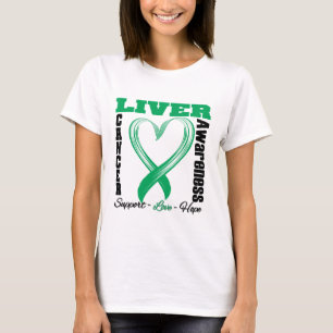 Liver Cancer Awareness Borst of Heart Ribbon T-shirt
