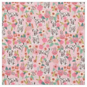 Liver Dalmatian dog roze florals Stof