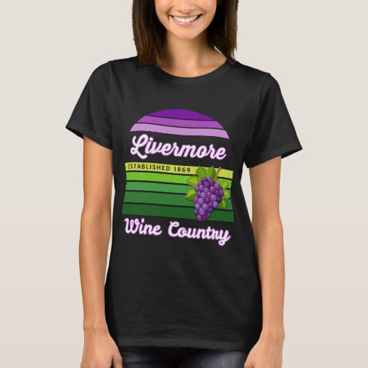 Livermore Wine Country Purple Green Stripes Grapes T-shirt (Voorkant)