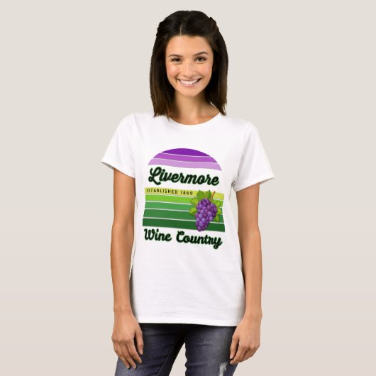 Livermore Wine Country Purple Green Stripes Grapes T-shirt (Voorkant volledig)