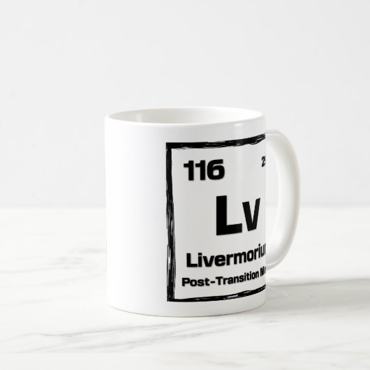 Livermorium (Lv) - Periodic Table of The Elements Koffiemok (Voorkant rechts)