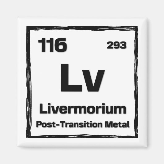 Livermorium (Lv) - Periodic Table of The Elements Magneet (Voorkant)