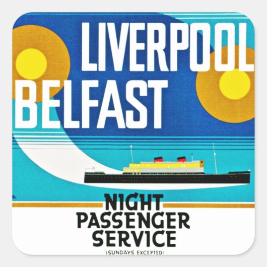 Liverpool - Belfast Ferry Vierkante Sticker (Voorkant)