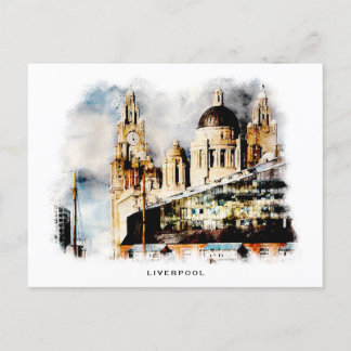 Liverpool-Briefkaart in het ontwerp van waterverf Briefkaart