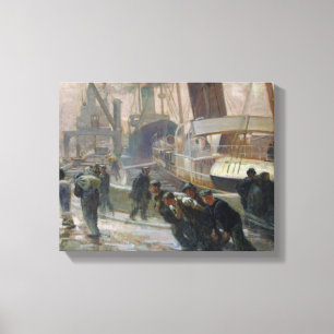 Liverpool Dockers in Dawn, 1903 Canvas Afdruk