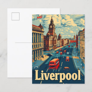 Liverpool Engeland Vintage Travel Illustratie Briefkaart