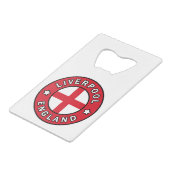 Liverpool England Kredietkaart Flessenopener (Voorkant Gekanteld)