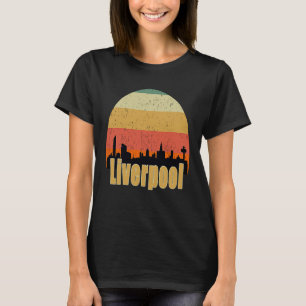 Liverpool England Skyline Silhouette Sunset I Love T-shirt