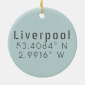 Liverpool Latitude Longitude Keepomwille Keramisch Ornament (Achterkant)