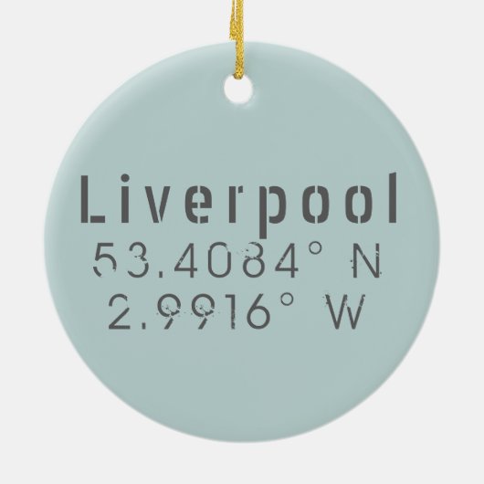 Liverpool Latitude Longitude Keepomwille Keramisch Ornament (Achterkant)
