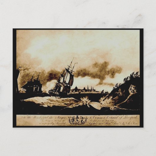 Liverpool uit Perch Rock, 1797 Briefkaart (Voorkant)