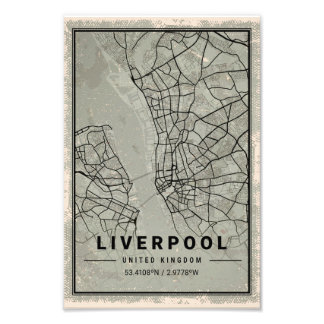 Liverpool united kingdom map print poster canvas