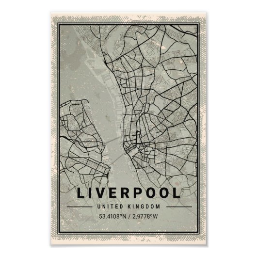 Liverpool united kingdom map print poster canvas (Devant)