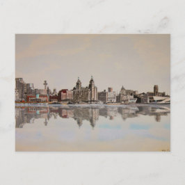 Liverpool voor het Liver Building - Briefkaart
