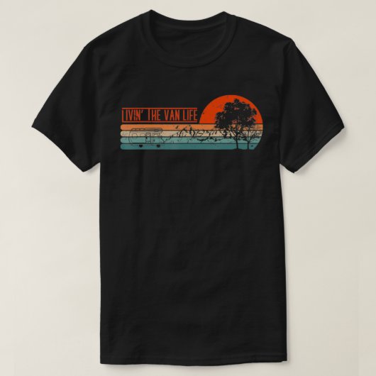 Livin dat Van Life Retro Camper Camping Van T-shirt (Design voorkant)