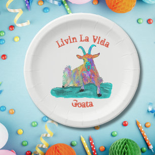Livin La Vida Goata Funny Screaming Goat Design Papieren Bordje
