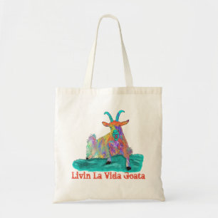Livin La Vida Goata Funny Screaming Goat Design Tote Bag