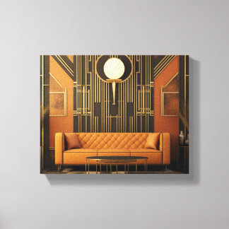 Living 2 Art Deco Uitgerekte Canvas Print