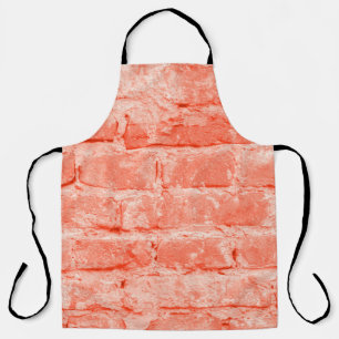 Living Coral. Brick wall background. Closeus Horiz Schort