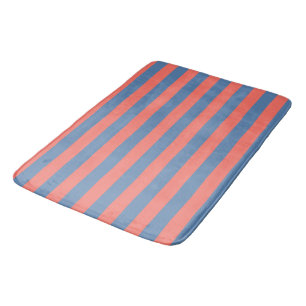 Lıving Coral en Pacific blue Horizontale Lijnen Badmat