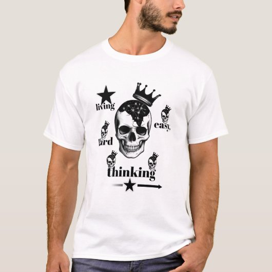 Living Easy Thinking Hard Cool en Modern Mannen T- T-shirt (Voorkant)