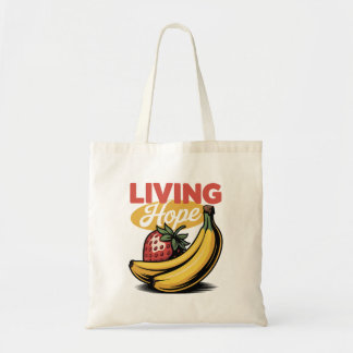 Living Hope Aardbei Banaan Retro Faith T-shirt Tote Bag