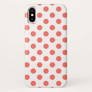 Living koraalpolka-punten op wit iPhone x hoesje