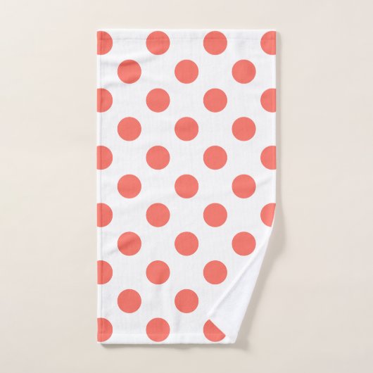 Living koraalpolka-punten op wit handdoek (Handdoek)