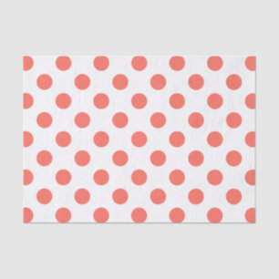 Living koraalpolka-punten op wit tissuepapier