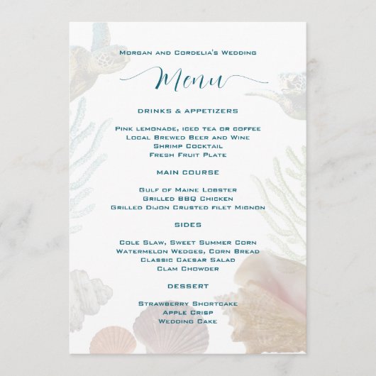 Living Seas Flat Mariage Menu Modèle (Devant)