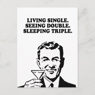 LIVING SINGLE - ZIEN DUBBEL - SLAPEN TRIPLE T- BRIEFKAART