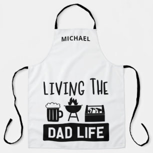 Living The Dad Life BBQ Bier Gepersonaliseerde naa Schort