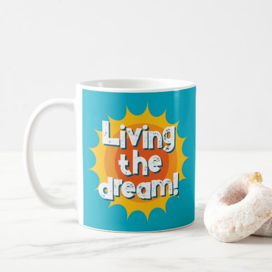 Living the dream! cool coffee mug gift koffiemok (Met donut)