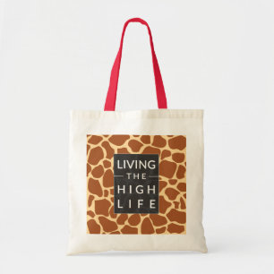Living the High Life Giraffe Print Canvas tas
