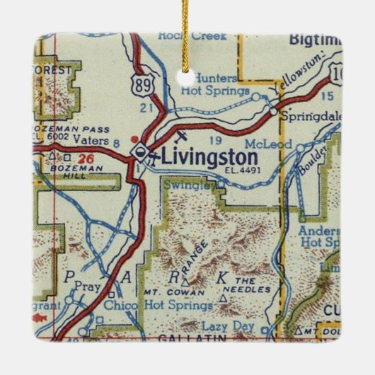 Livingston MT  kaart Keramisch Ornament (Achterkant)