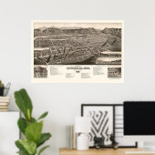 Livingston, MT Panorama Map - 1884 Poster (Thuiskantoor)