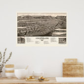 Livingston, MT Panorama Map - 1884 Poster (Keuken)