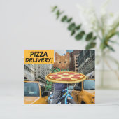 LIVRAISON DE PIZZA ! CARTES POSTALES DE CHAT (Debout devant)