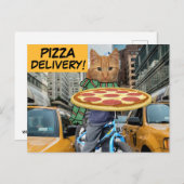 LIVRAISON DE PIZZA ! CARTES POSTALES DE CHAT (Devant / Derrière)