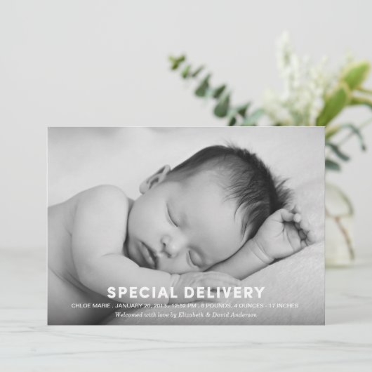 LIVRAISON SPÉCIALE | FAIRE-PART DE NAISSANCE (Debout devant)