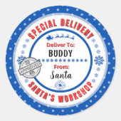 Livraison spéciale Père Noël à enfant Étiquette ca (Devant)