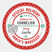 Livraison spéciale Père Noël à enfant Étiquette ro (Devant)