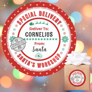 Livraison spéciale Père Noël à enfant Étiquette ro